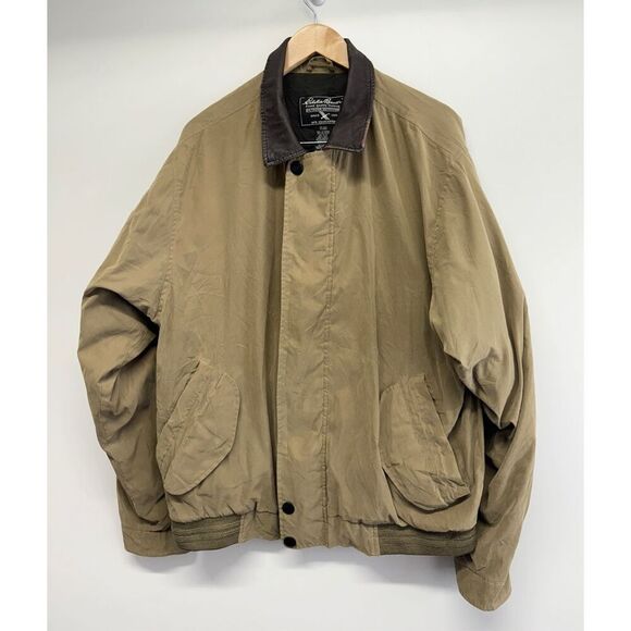 Eddie Bauer Jacket Size Tall Large Insulated Bomber Leather Collar Outdoors VTG‎ - Picture 3 of 8